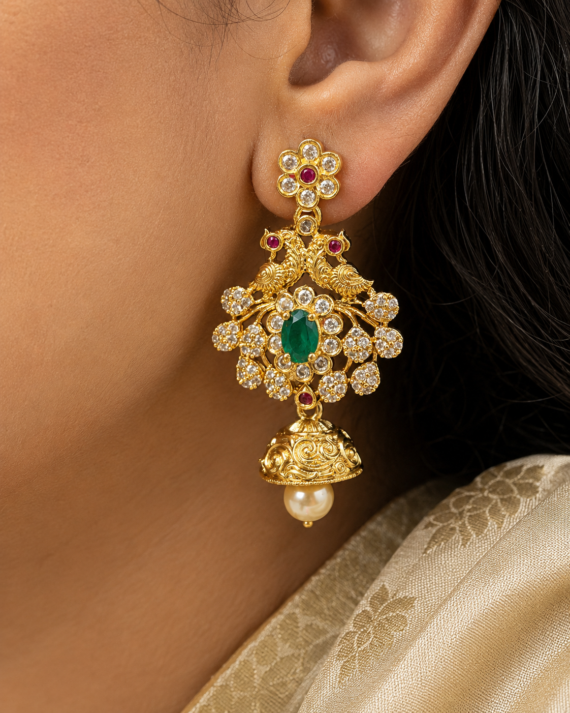 ROYAL GREEN STONE EARRINGS