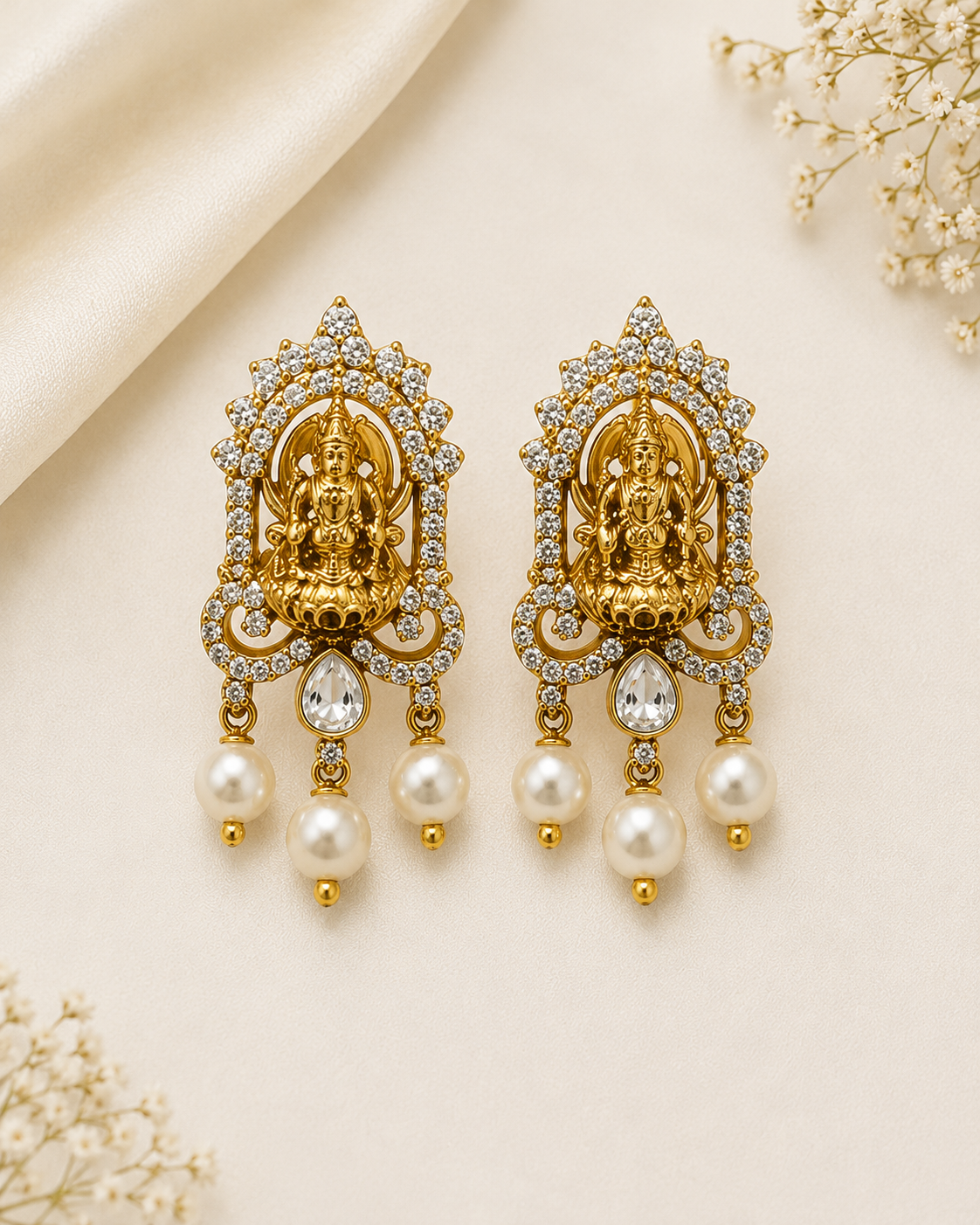 Divine Lakshmi Pearl Earrings
