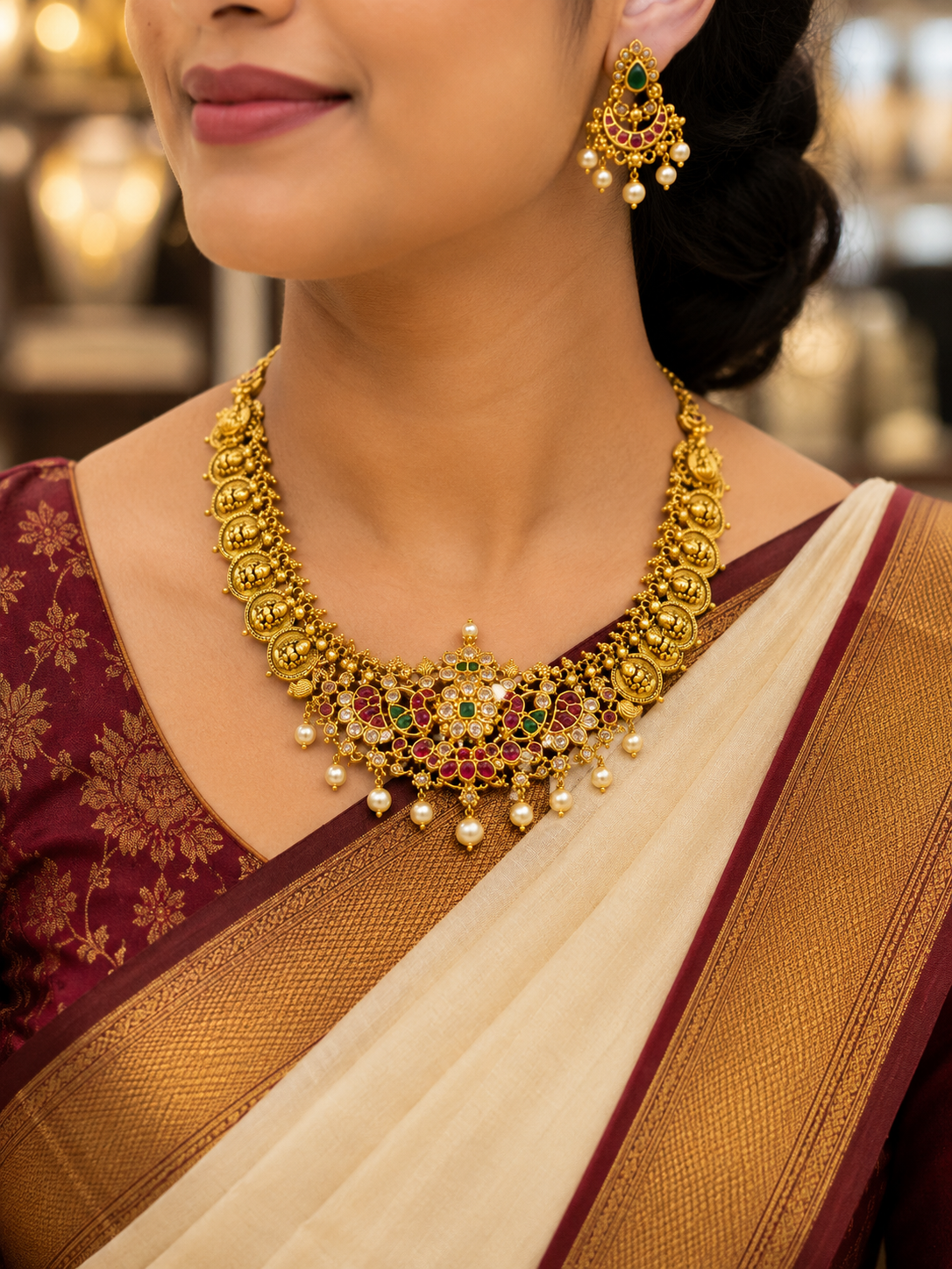 💫Royal Lakshmi Heritage Necklace Set✨