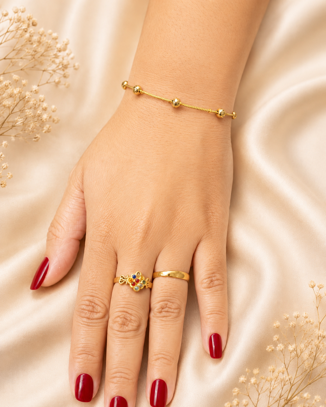 💫Panchloham single gold ball bracelet ✨