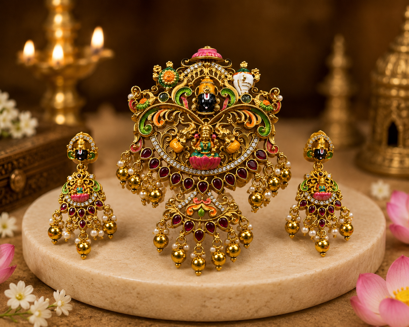 ✨ beautiful balaji locket with earrings ✨