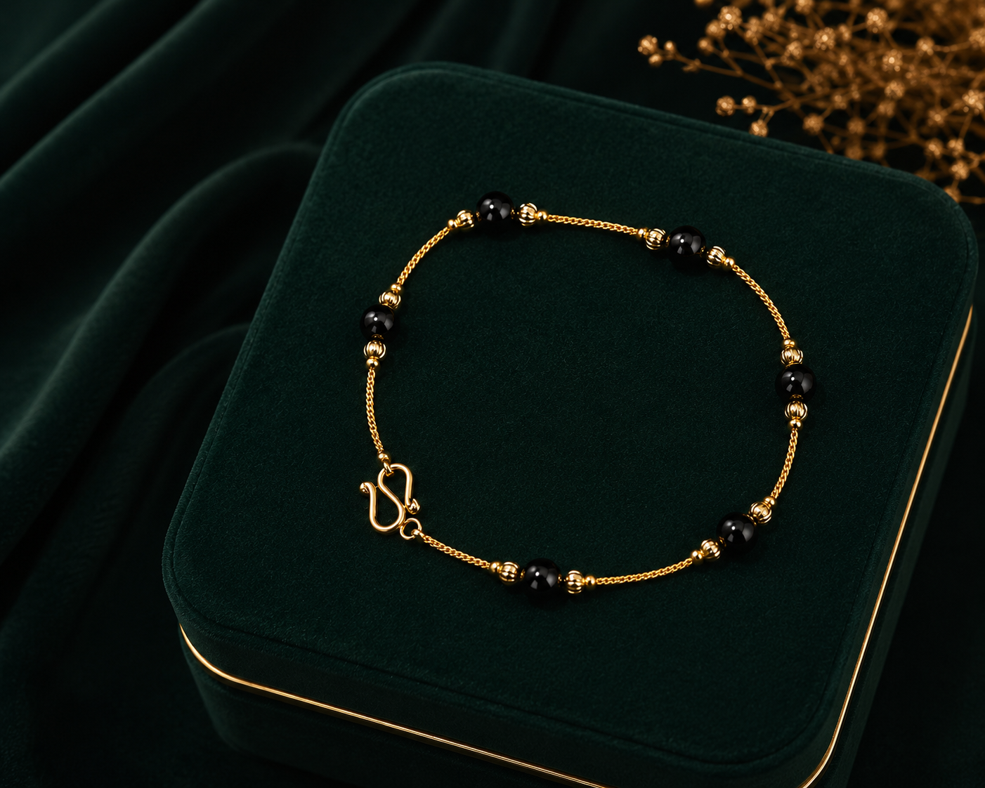 👑 Royal Black Bead Bracelet ✨