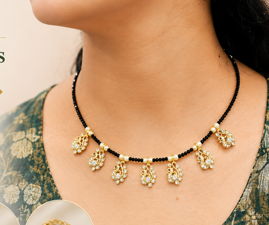 ✨ Classic Black Beads with Pearl Accents