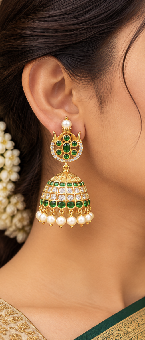 Premium Ruby Kundan style Jhumka Earrings ✨