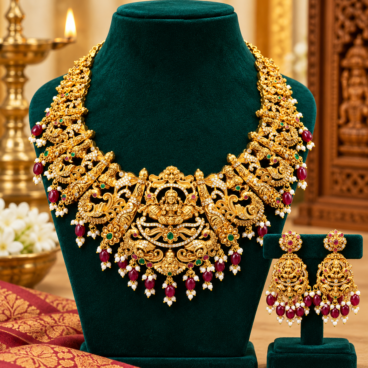 Traditional Lakshmi Devi Temple Necklace Set ✨