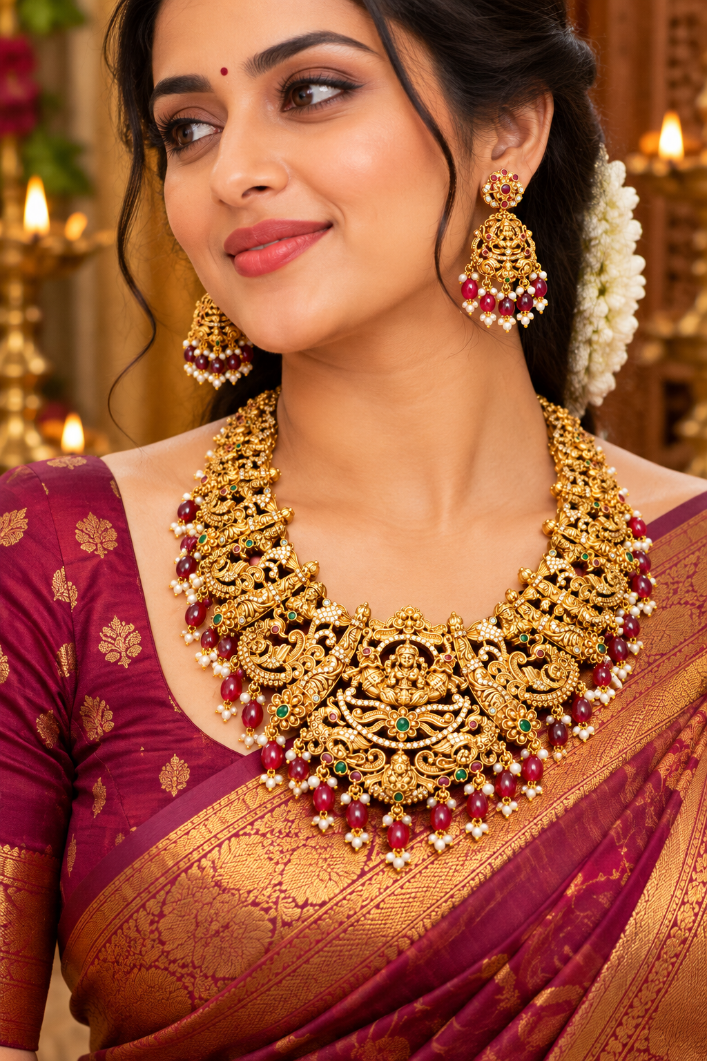 Traditional Lakshmi Devi Temple Necklace Set ✨